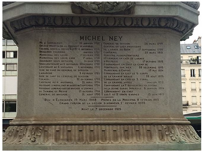 The inscription at the base of Ney’s statue