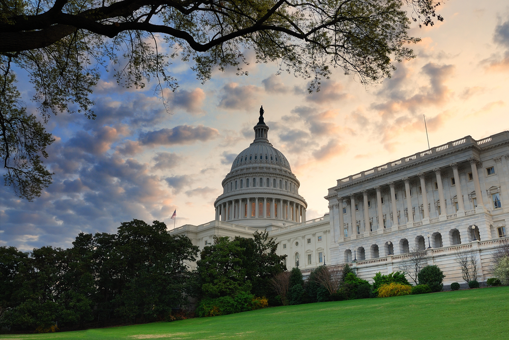 Capitol hill building in the morning with colorful cloud , Washington DC.