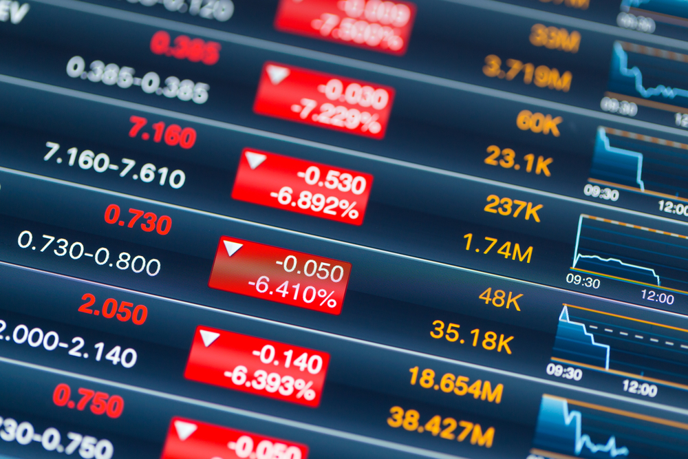 Stock market on digital tablet screen