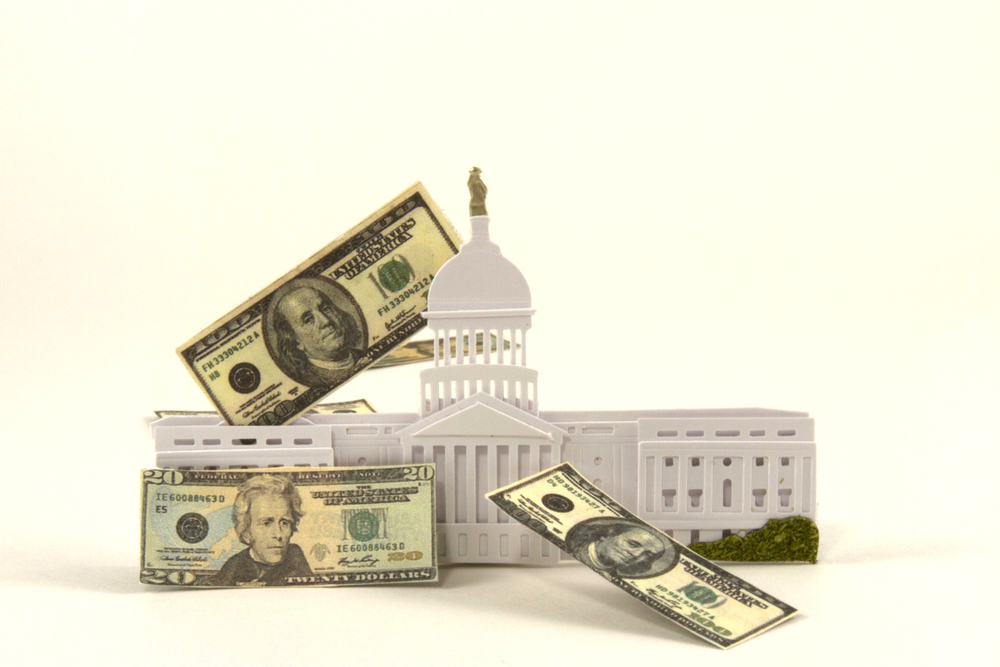 US Congress building with american currency