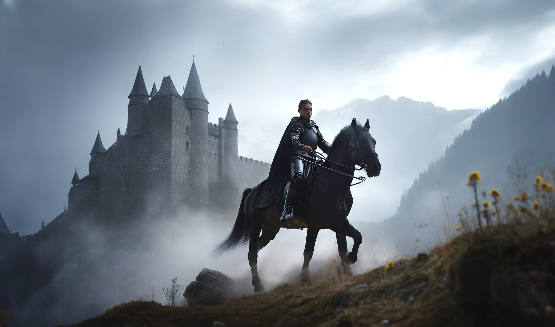 Knight on horseback during the era of feudalism